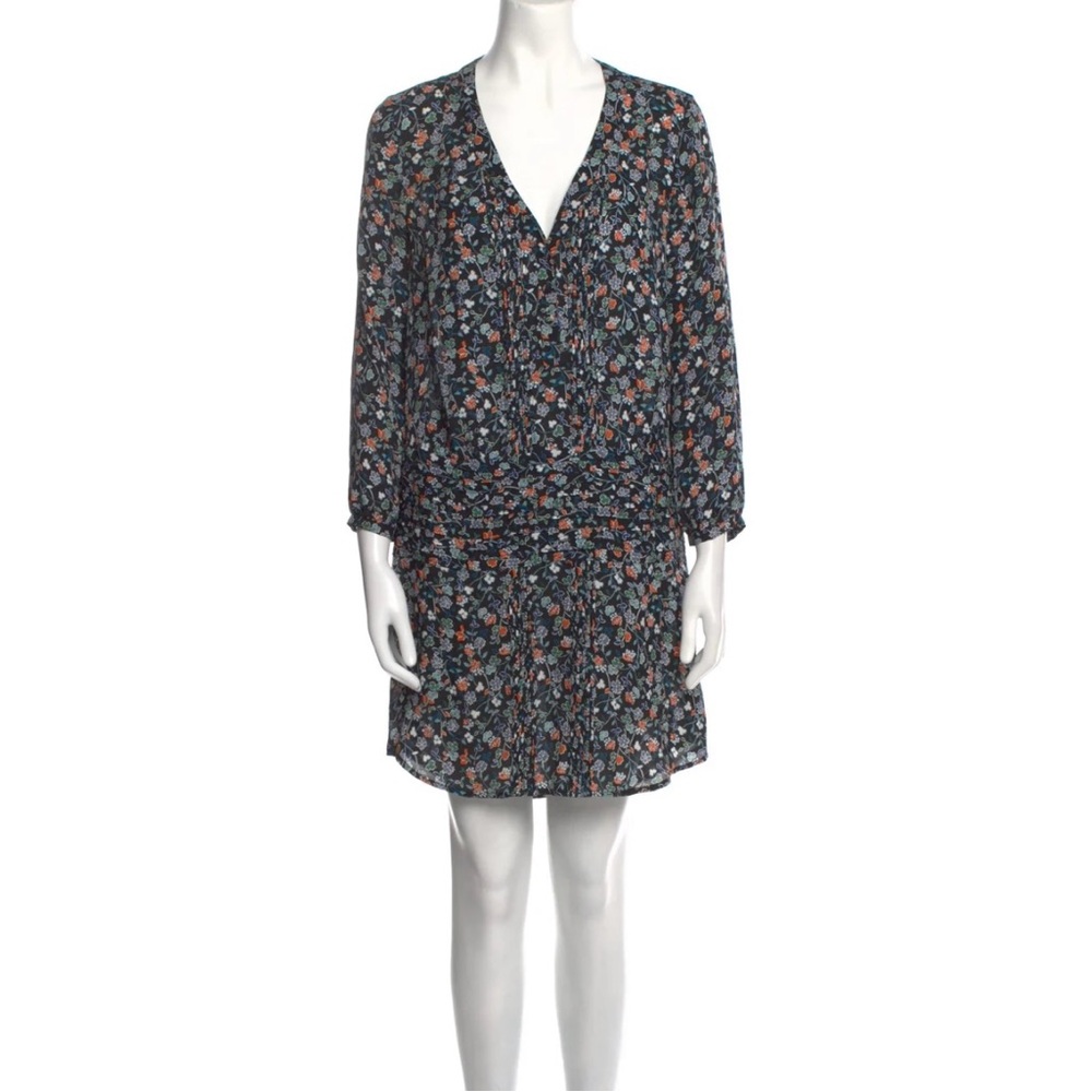 Veronica Beard August Floral Pintuck Silk Boho Mini Dress Size 6